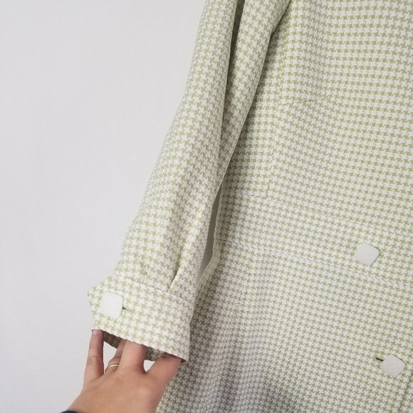 NWOT Larry levine long blazer coat 3/4 sleeve geomatical green size 14 (229) - Picture 6 of 13